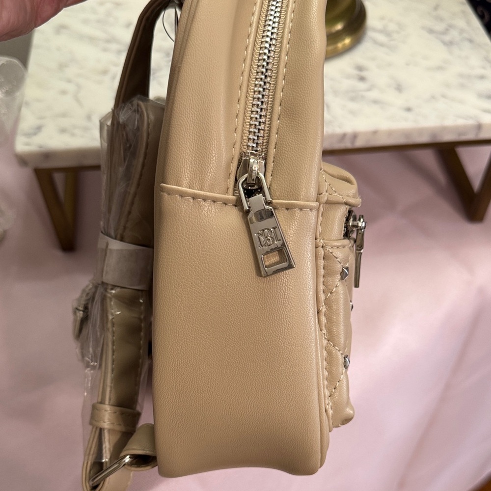 Badgley Mischka Vegan Leather Tan Backpack - Picture 5 of 8